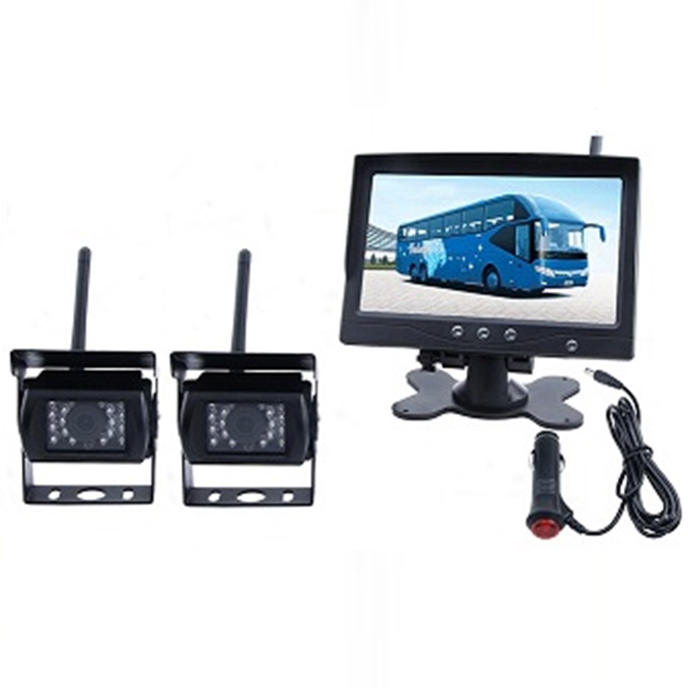 Беспроводной Full HD комплект для парковки и контроля слепых зон (2 камеры+монитор) NSCAR PK201 - ООО "Где Авто"